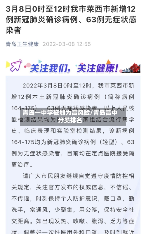 青岛一中学被划为高风险/青岛高中分类排名