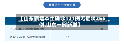 【山东新增本土确诊121例无症状255例,山东一例新型】