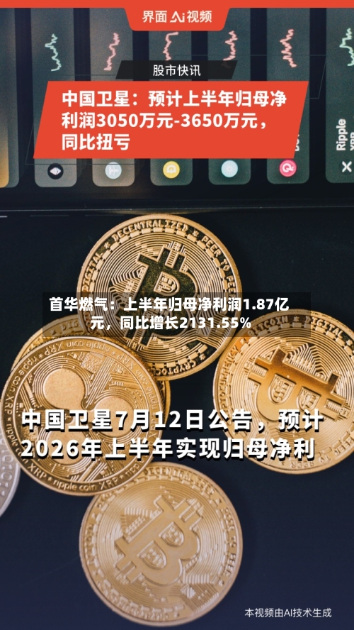 首华燃气：上半年归母净利润1.87亿元，同比增长2131.55%