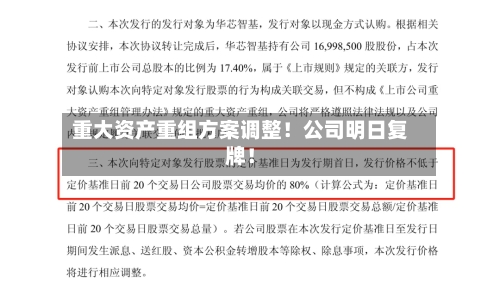 重大资产重组方案调整！公司明日复牌！-第2张图片