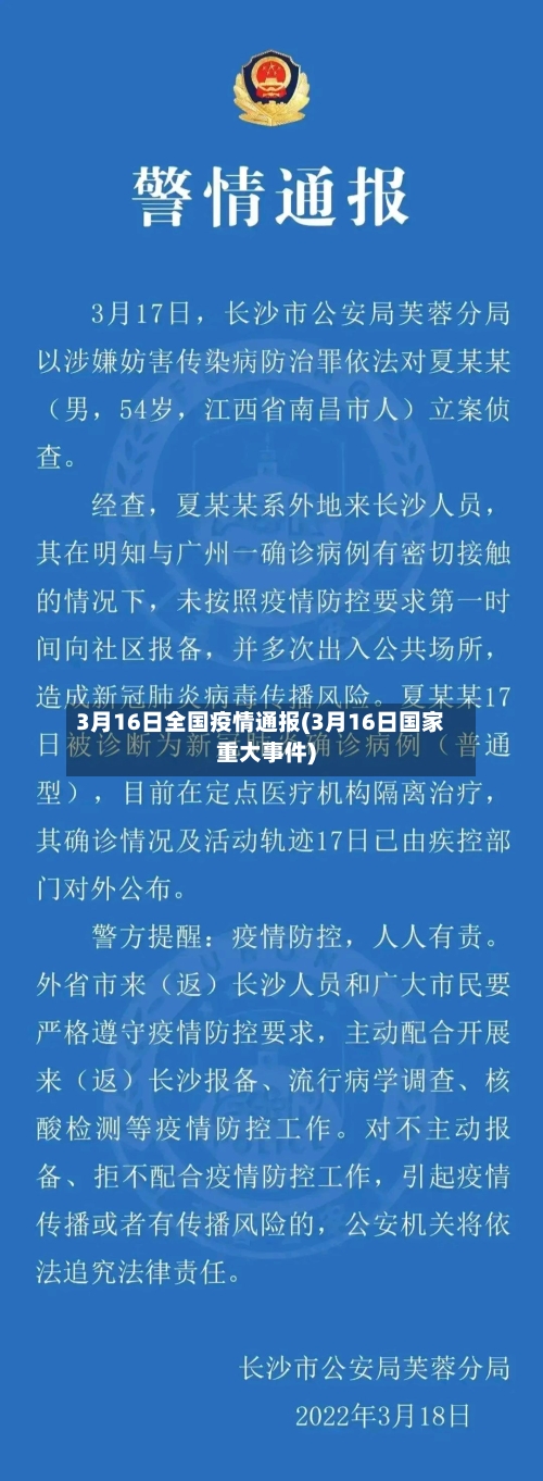 3月16日全国疫情通报(3月16日国家重大事件)