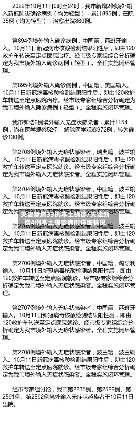 天津新增33例本土确诊/天津新增4例本土确诊病例详细情况