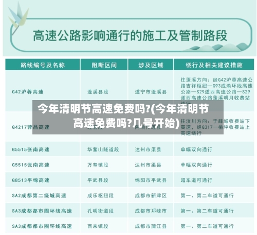 今年清明节高速免费吗?(今年清明节高速免费吗?几号开始)-第3张图片