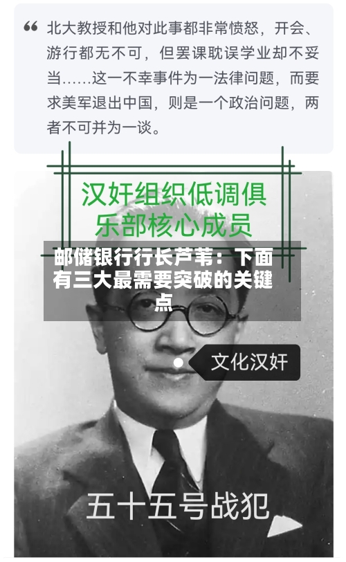 邮储银行行长芦苇：下面有三大最需要突破的关键点-第3张图片