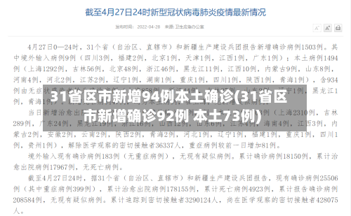 31省区市新增94例本土确诊(31省区市新增确诊92例 本土73例)-第2张图片