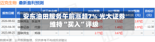 安东油田服务午前涨超7% 光大证券维持“买入”评级