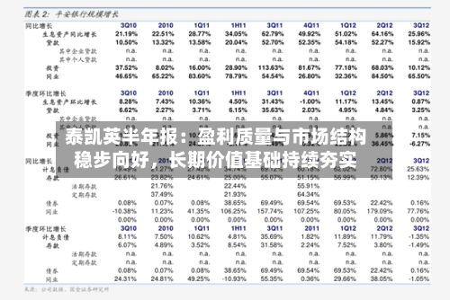 泰凯英半年报：盈利质量与市场结构稳步向好	，长期价值基础持续夯实-第2张图片