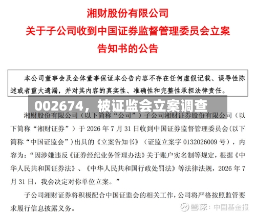002674	，被证监会立案调查-第2张图片